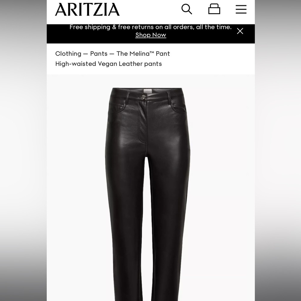 Aritzia Wilfred Melina Vegan Leather High Waisted Pant - Black Size 4